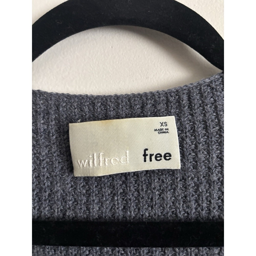Aritzia Wilfred Free XS Wool Pullover V Neck Sweater Textured‎ Knit Gray Neutral - Picture 2 of 5